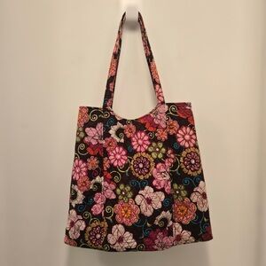 Vera Bradley Mod Floral Pink & Brown Quilted Tote Shoulder Bag Preppy Boho